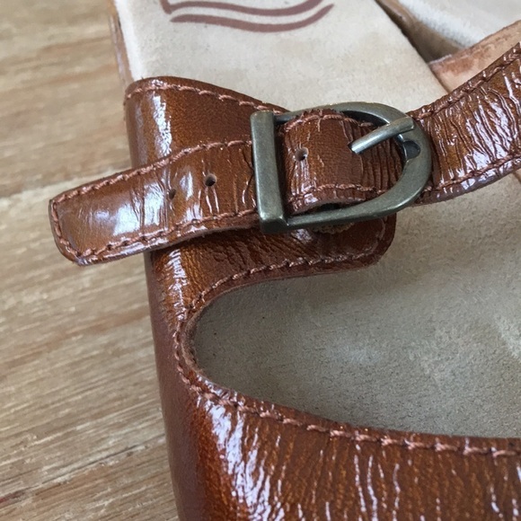 Dansko Bronze Patent Leather Criss Cross Sandals - Picture 3 of 5